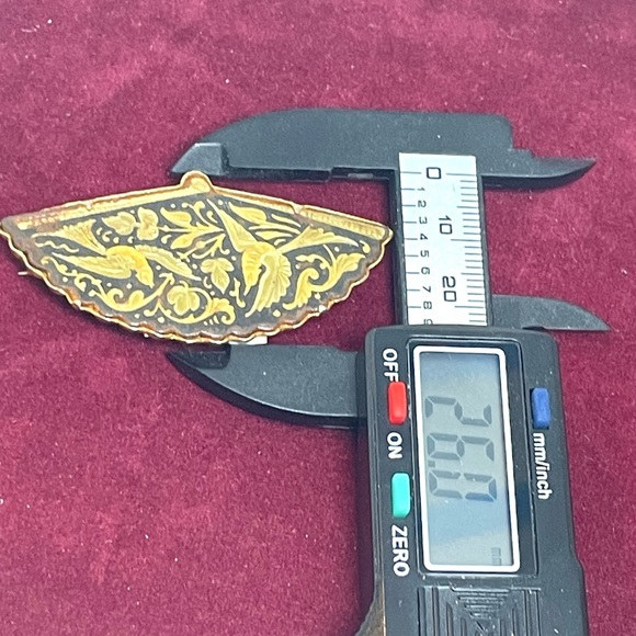 Vintage Spanish Damascene Fan Brooch - Picture 3 of 5